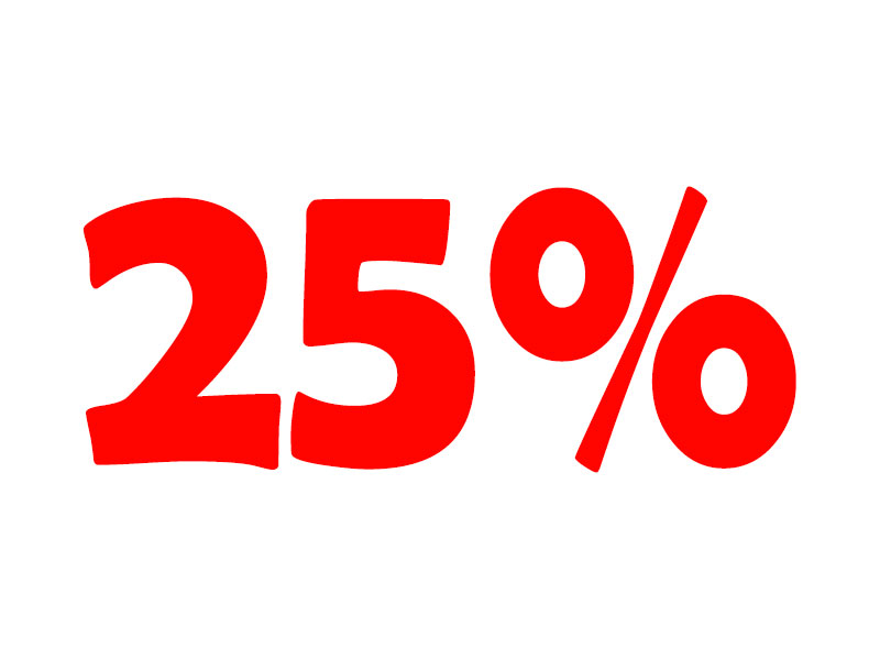 Calcolatrice online IVA 25%. Aggiungi o sottrai l'imposta del 25%