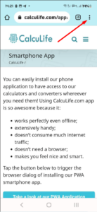 Aplicativo CalcuLife para smartphones