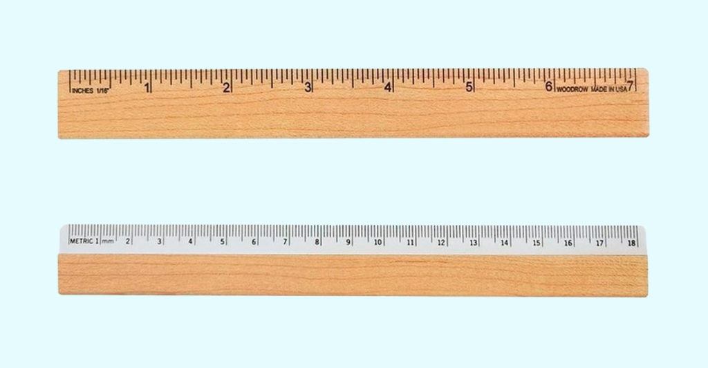 Inch to millimeter ratio on the measuring tool